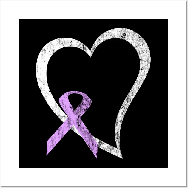 Purple Ribbon Awareness Domestic violence, religious tolerance, animal abuse, the victims of 9/11 (includes police and firefighters), pancreatic cancer, Crohn's Disease Wall Art by familycuteycom